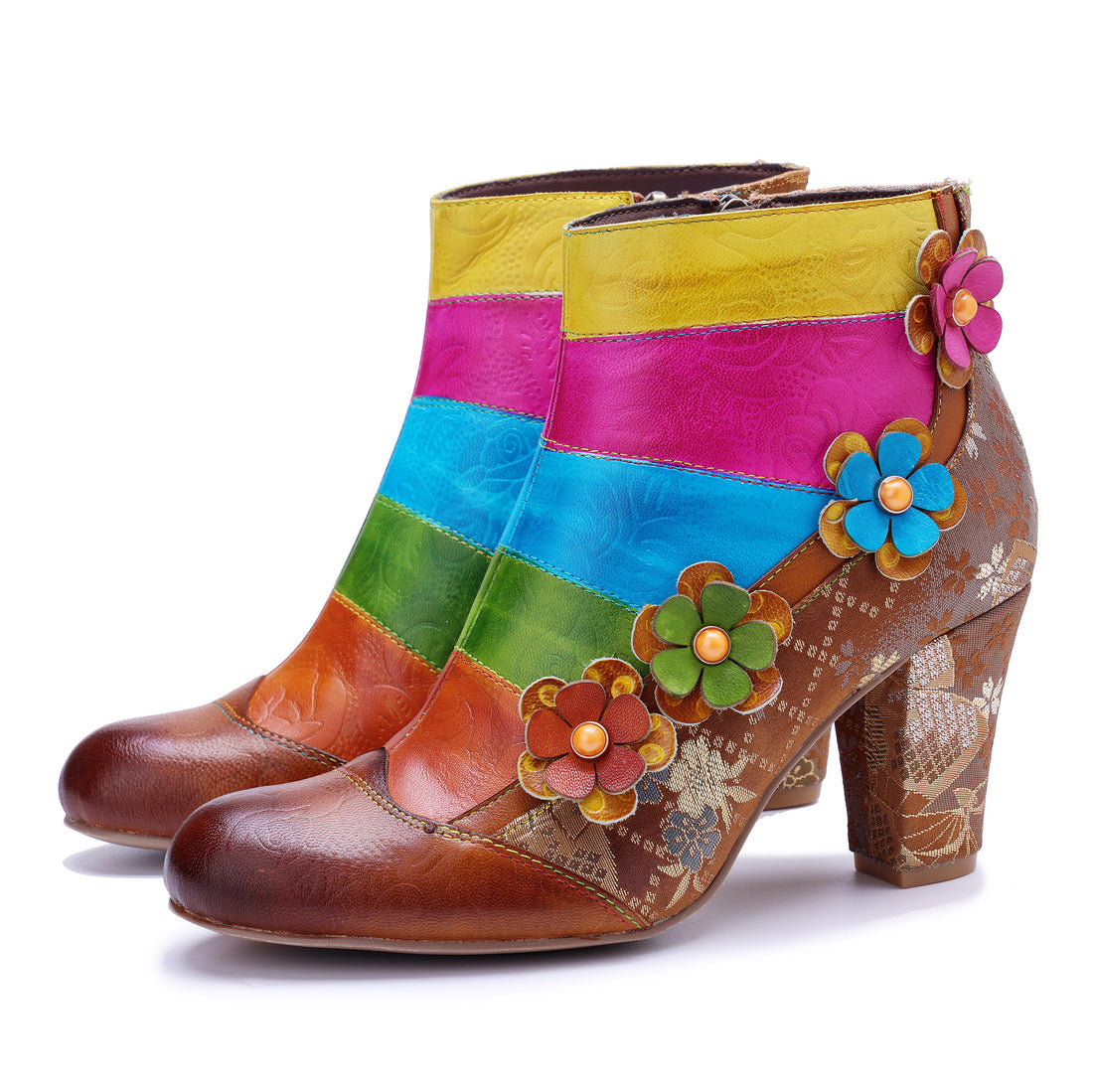 Rainbow Bloom Ankle Boots