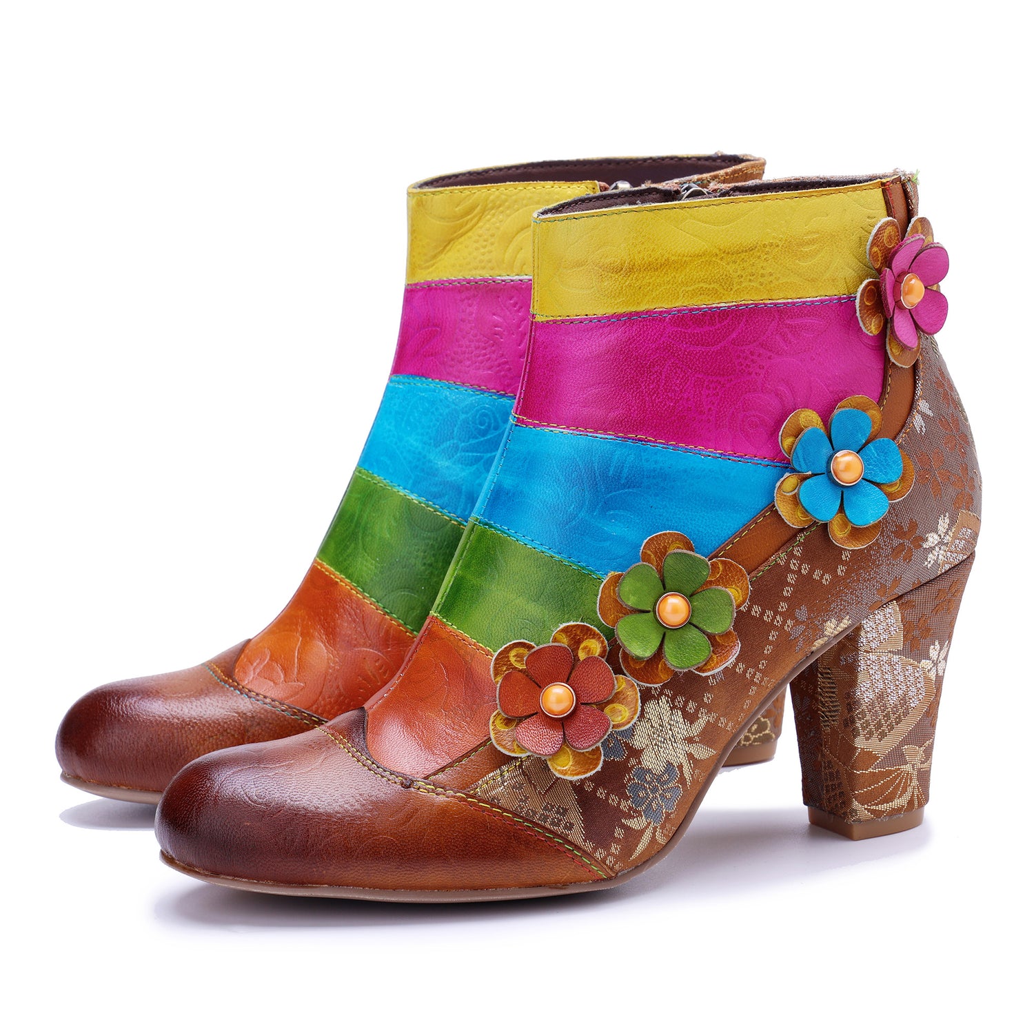 Rainbow Bloom Ankle Boots