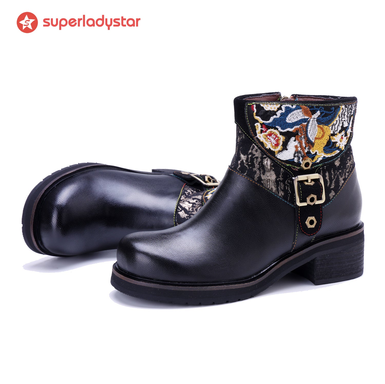 Embroidered Elegance Ankle Boots