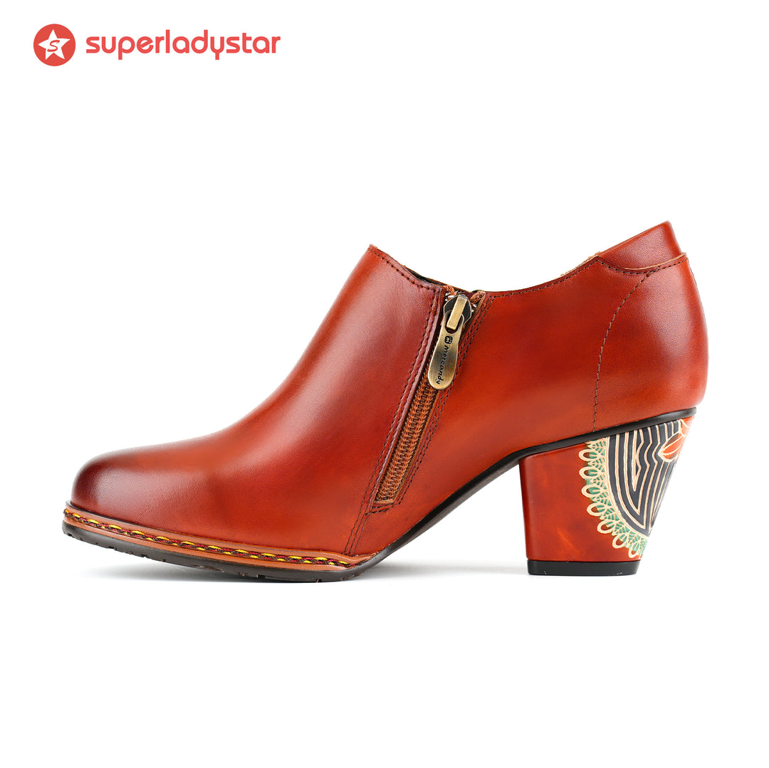 Pompe con cerniera in pelle retrò