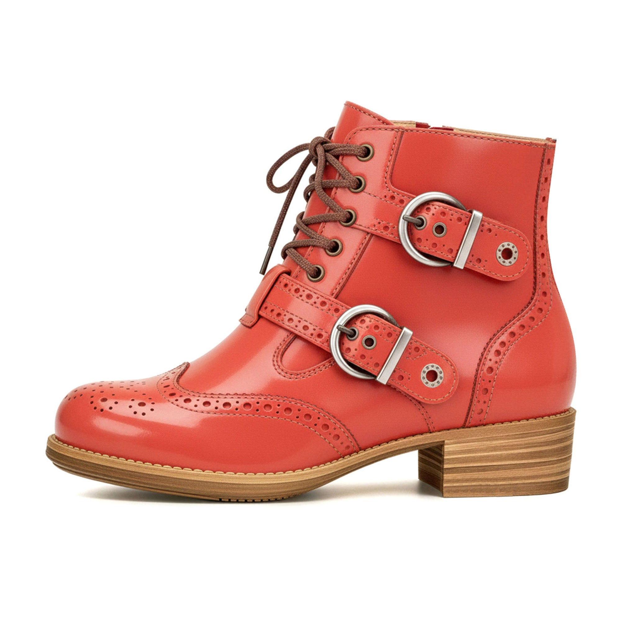 Retro Chic Brogue Buckle Ankle Boots(Pre-order)