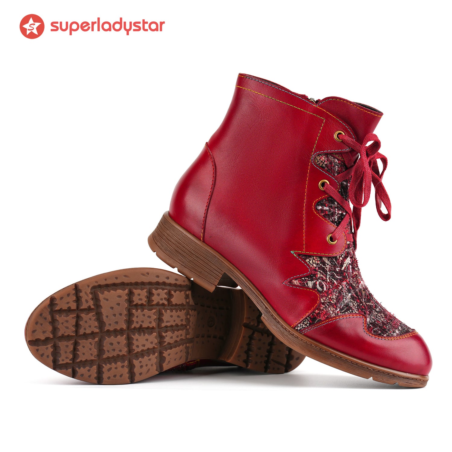 Scharlachrote Charme Tweed -Stiefel