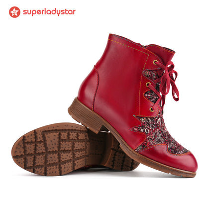 Scharlachrote Charme Tweed -Stiefel