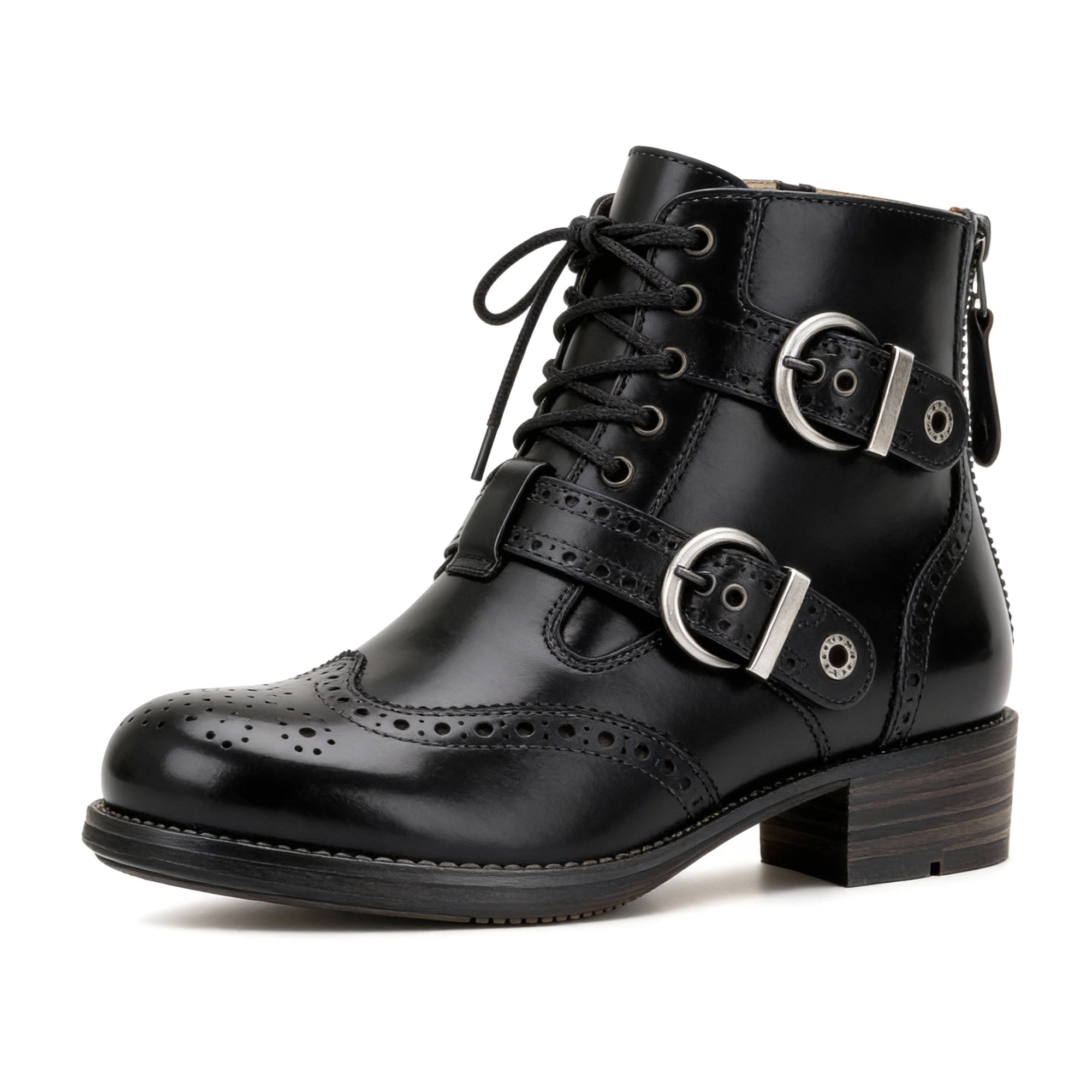 Retro Chic Brogue Buckle Ankle Boots(Pre-order)