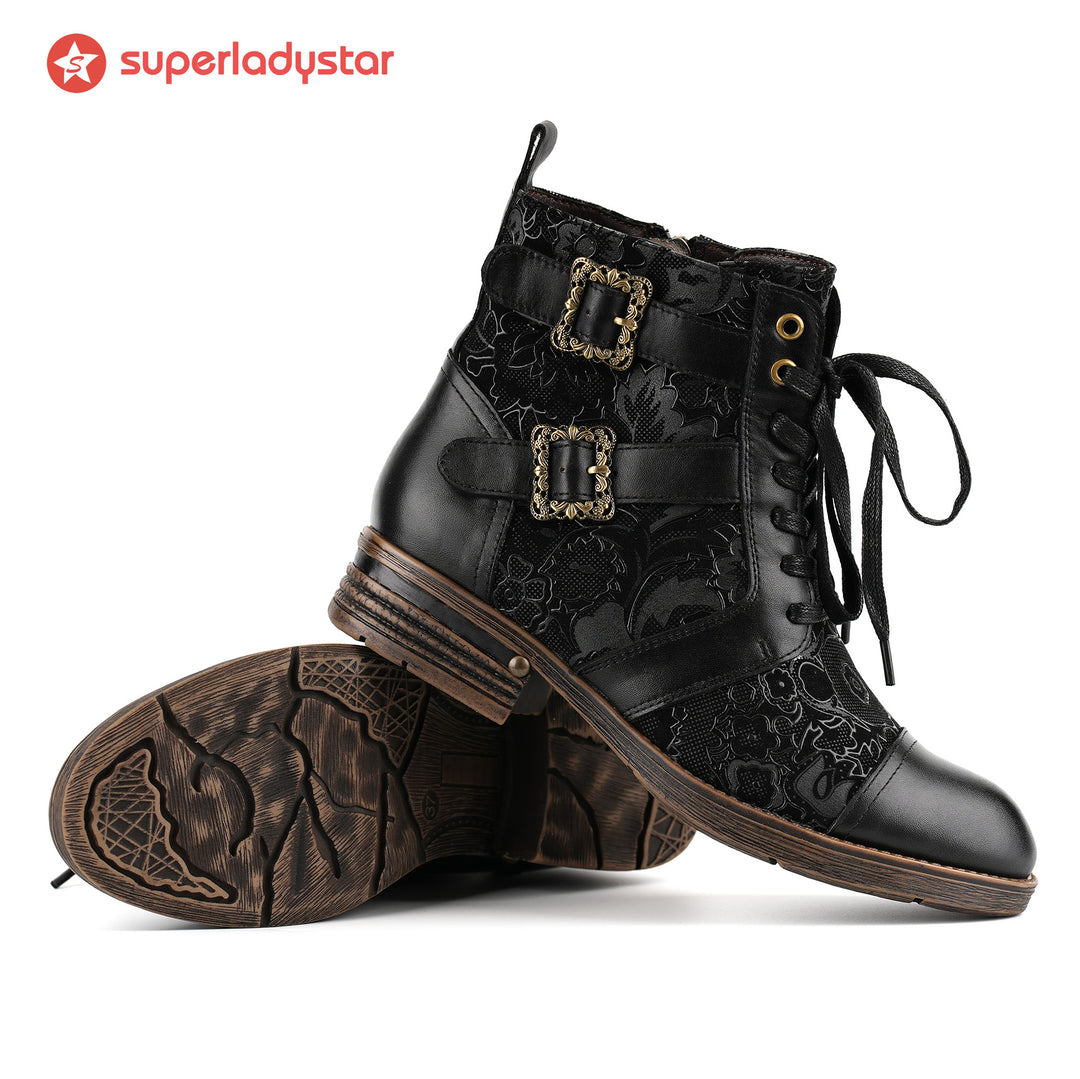 Bottines plates à lacets à fleurs Timeless Grace