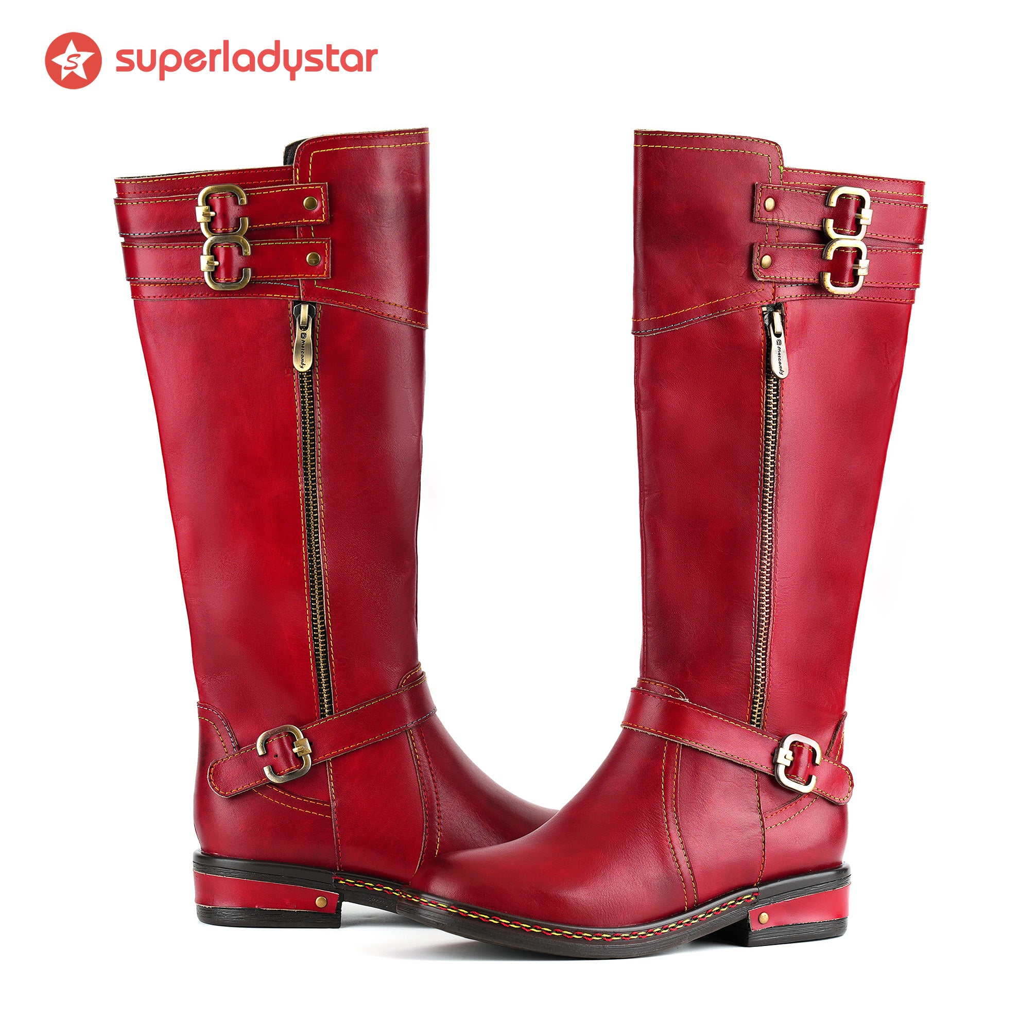 Botas de fivela de charme escarlate (pré-encomenda)