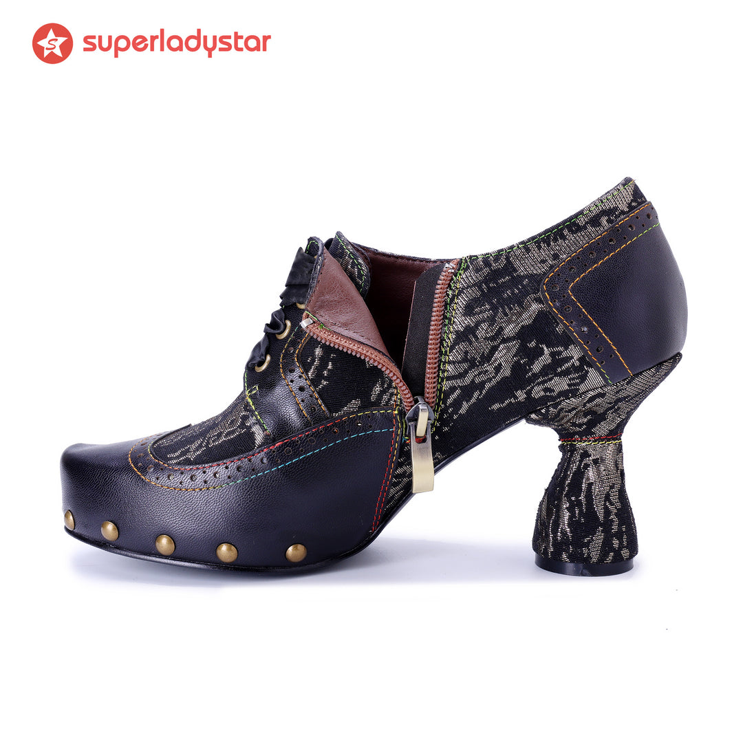 Pompes exquises en cuir à la main rétro