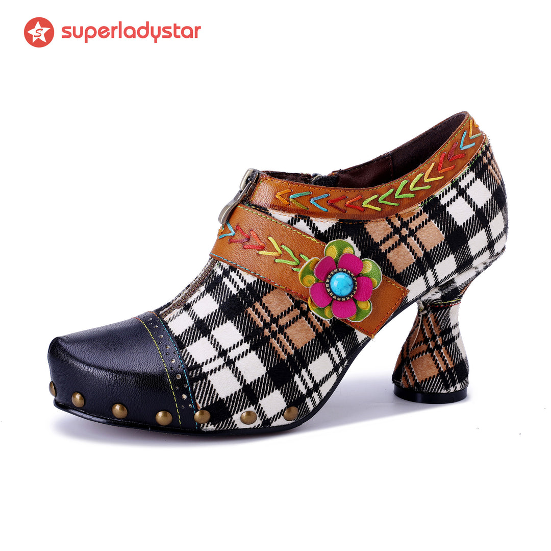 Vintage Plaid Blossom Pumps