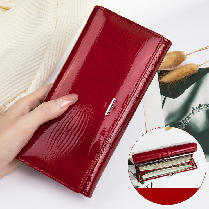 Elegant Solid Color Cowhide Wallet