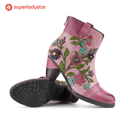 Grace Blossom Pink Ankle Boots(Pre-order)