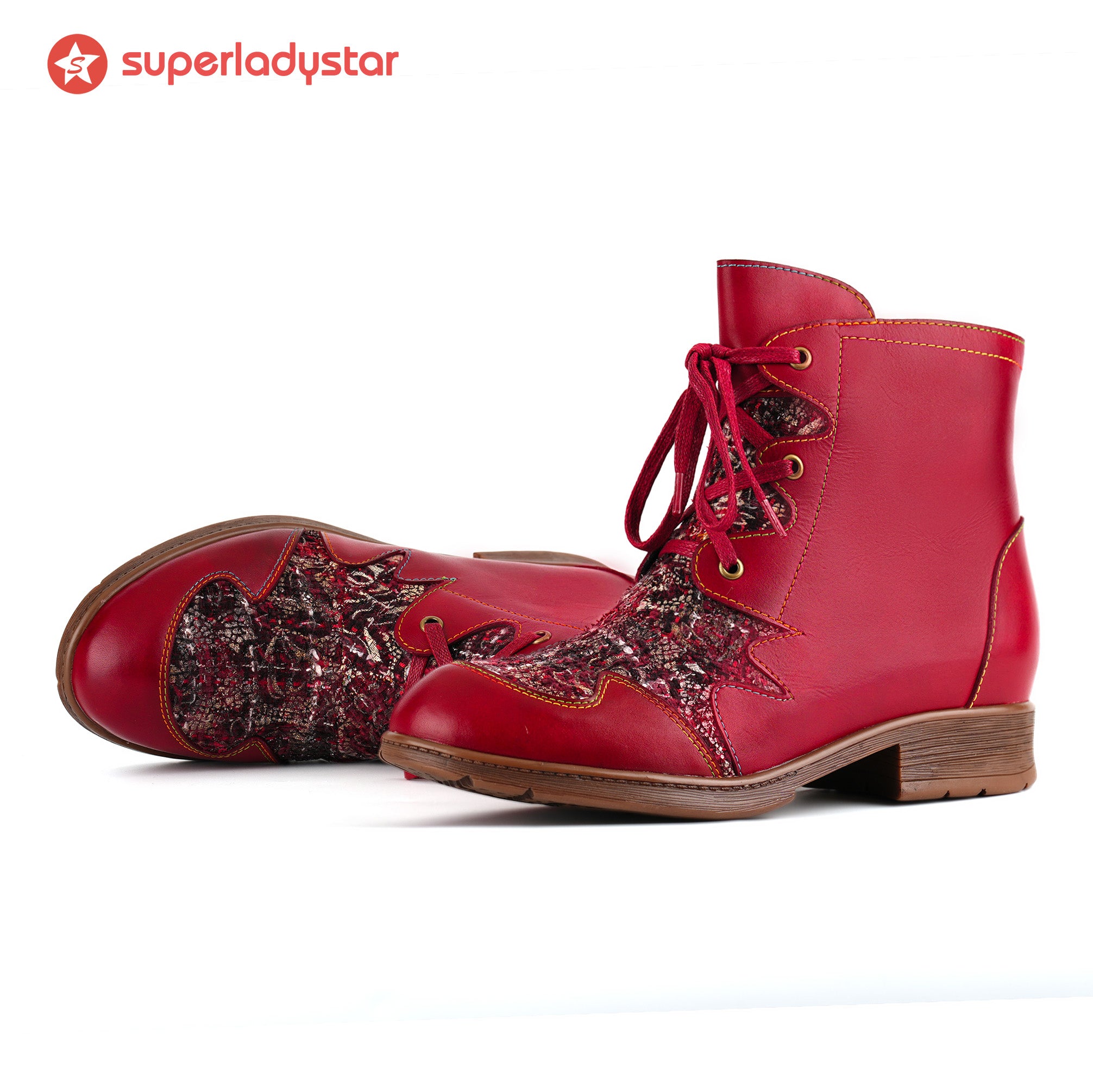 Scharlachrote Charme Tweed -Stiefel