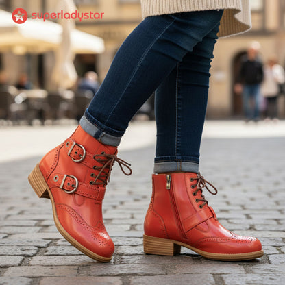 Retro Chic Brogue Buckle Ankle Boots(Pre-order)