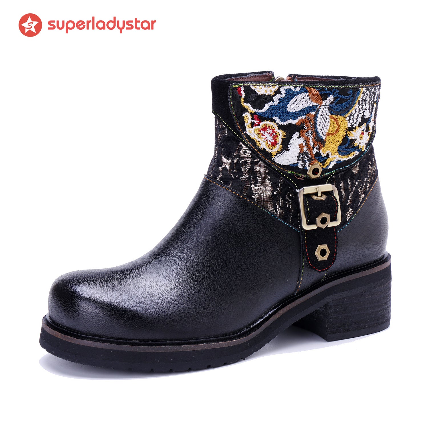 Embroidered Elegance Ankle Boots