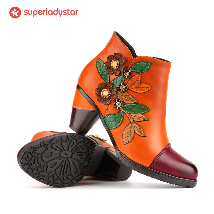 Retro Boho Floral Charm Botkle Boots