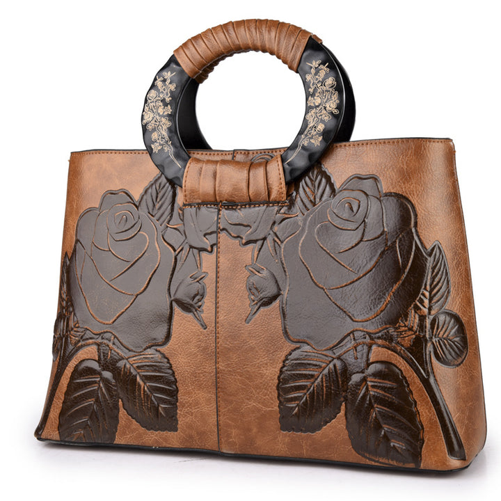 Borsa a tracolla di grande capacità con goffratura retrò