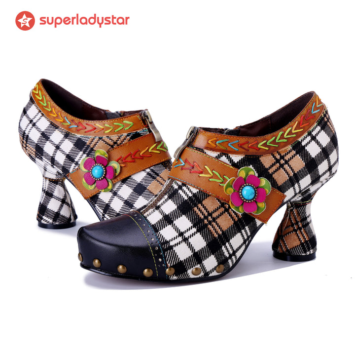 Vintage Plaid Blossom Pumps