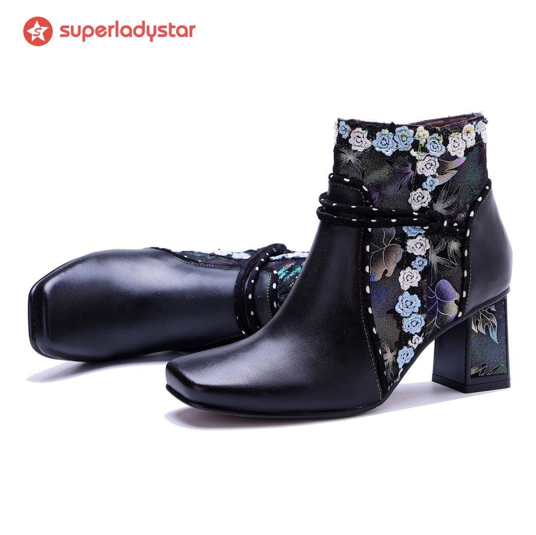 Midnight Bloom Ankle Boots