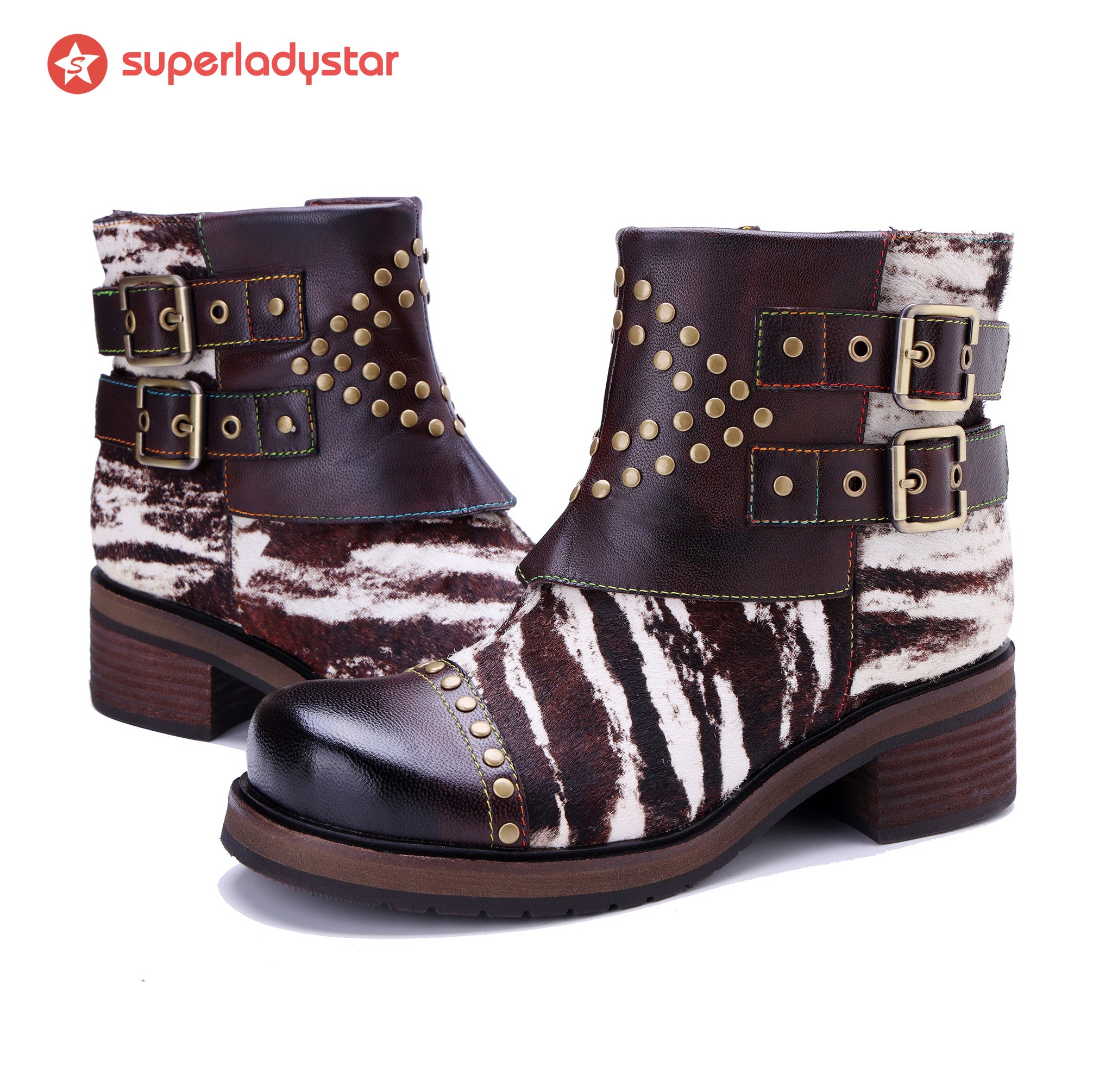Wild Zebra Flat Ankle Boots