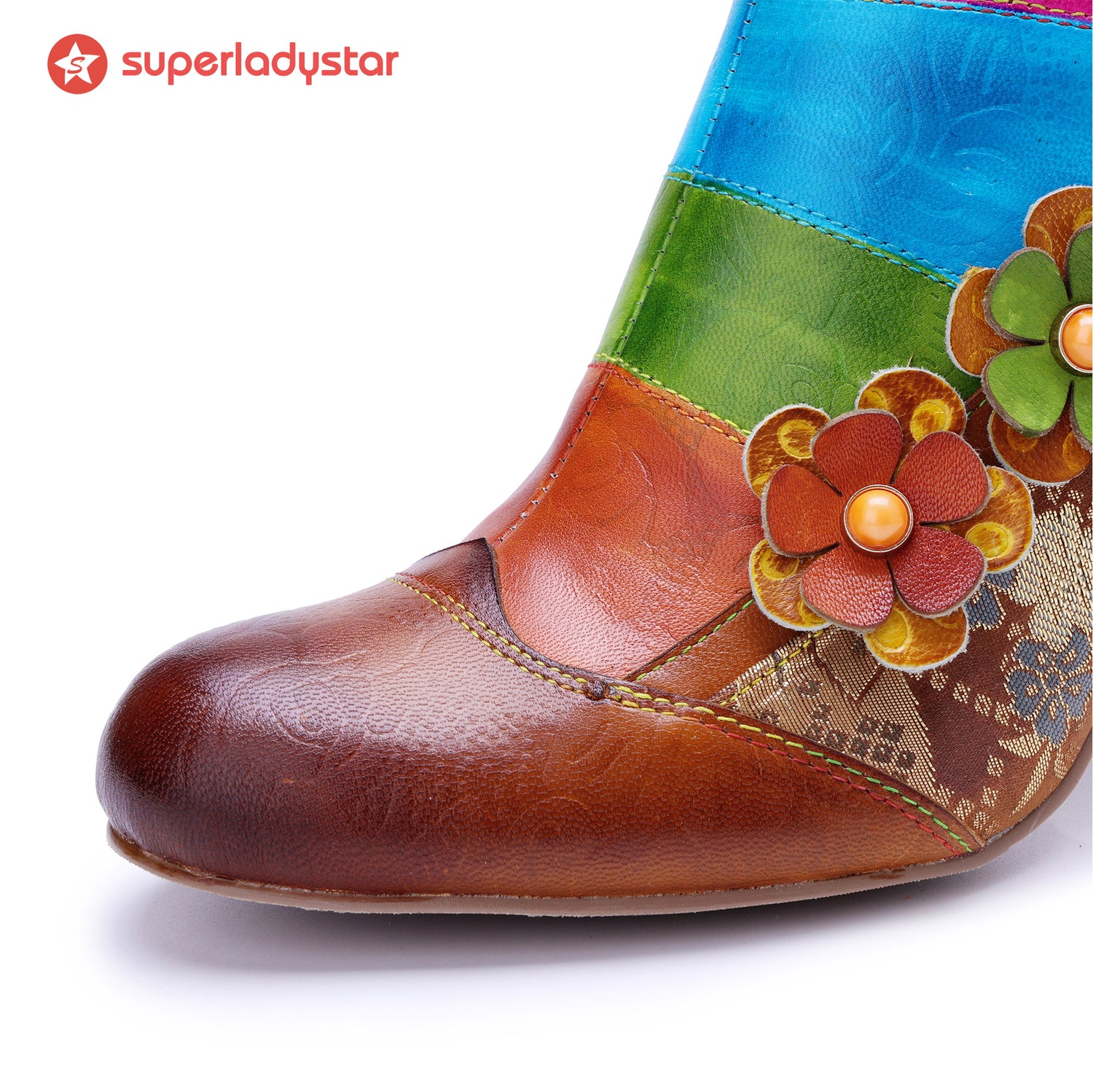 Rainbow Bloom Ankle Boots