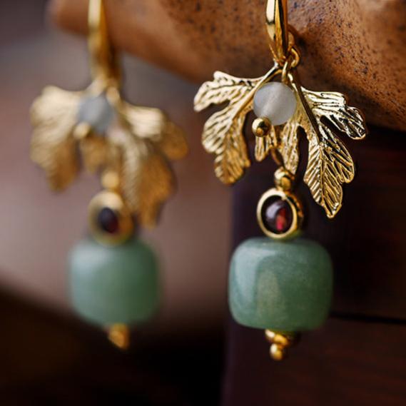 Green Apple Leaf Earrings