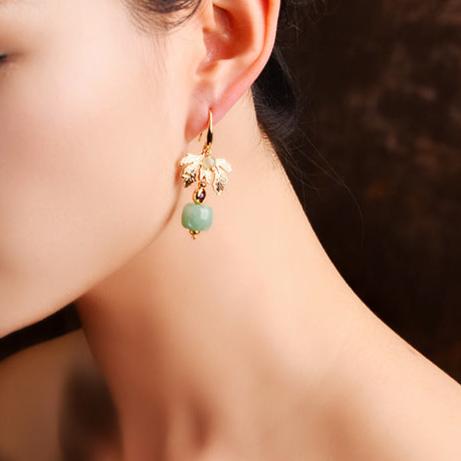 Green Apple Leaf Earrings