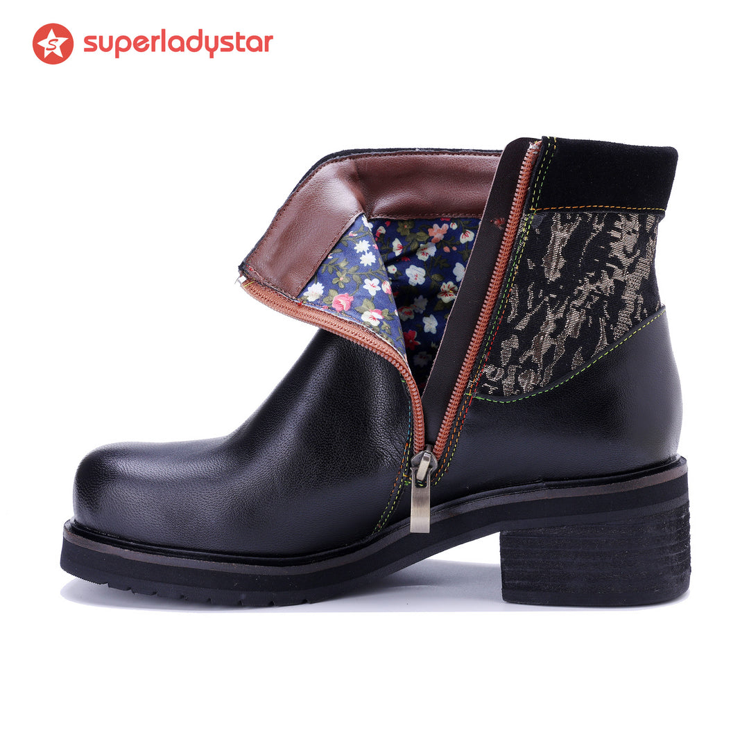 Embroidered Elegance Ankle Boots