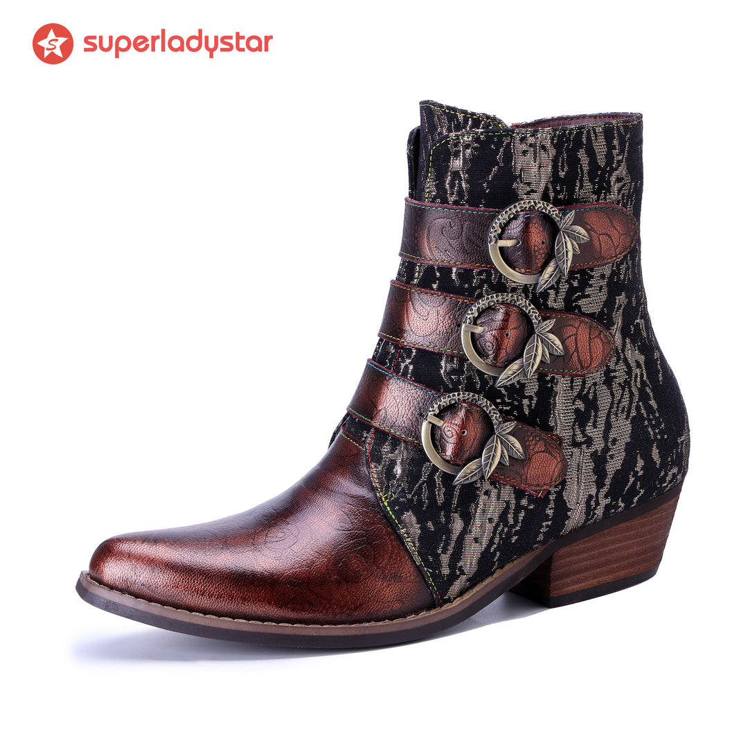 Stivali alla caviglia ribelle a tre cinghiali