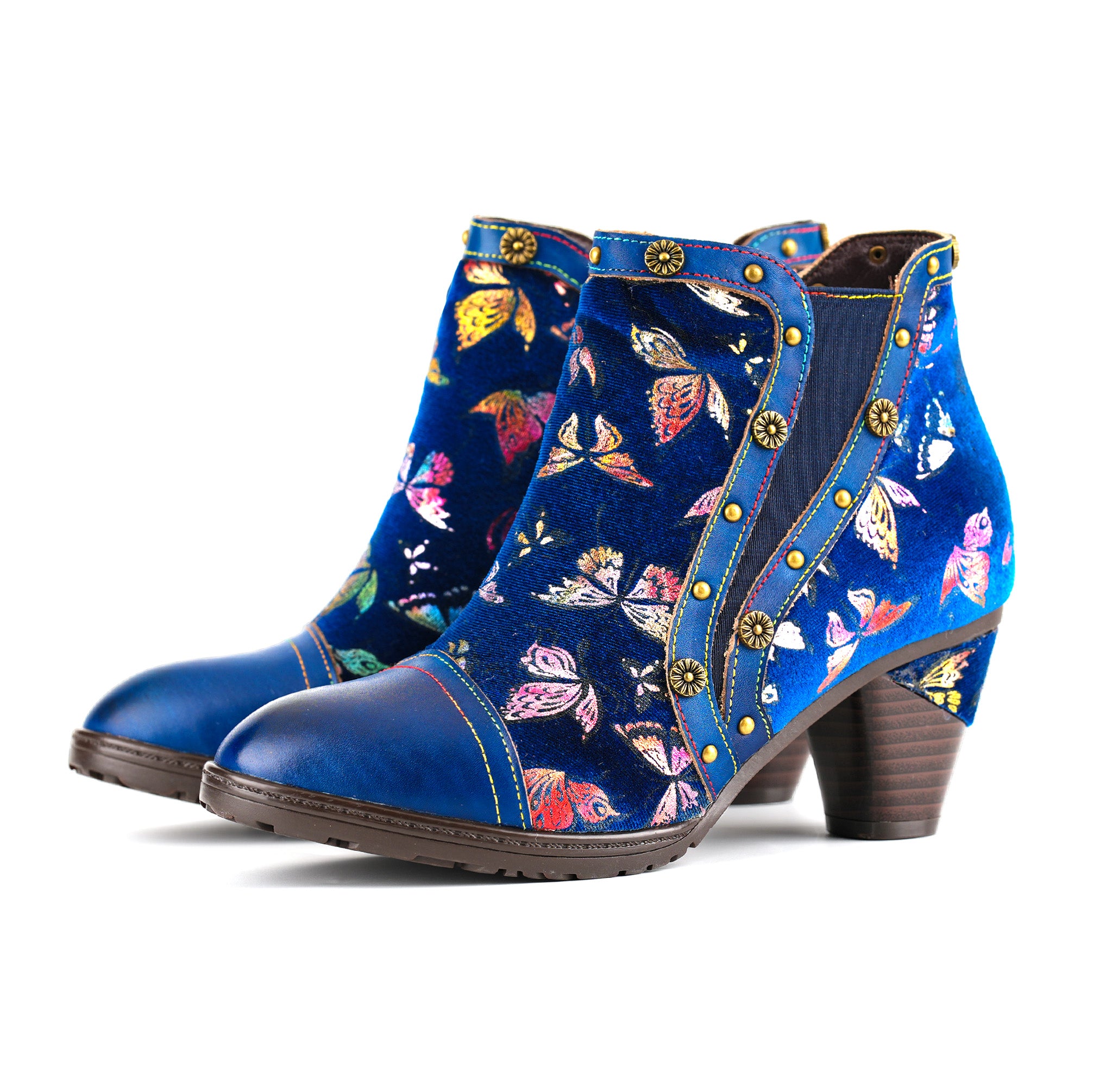 Vintage Butterfly Elegance Leather Ankle Shoes