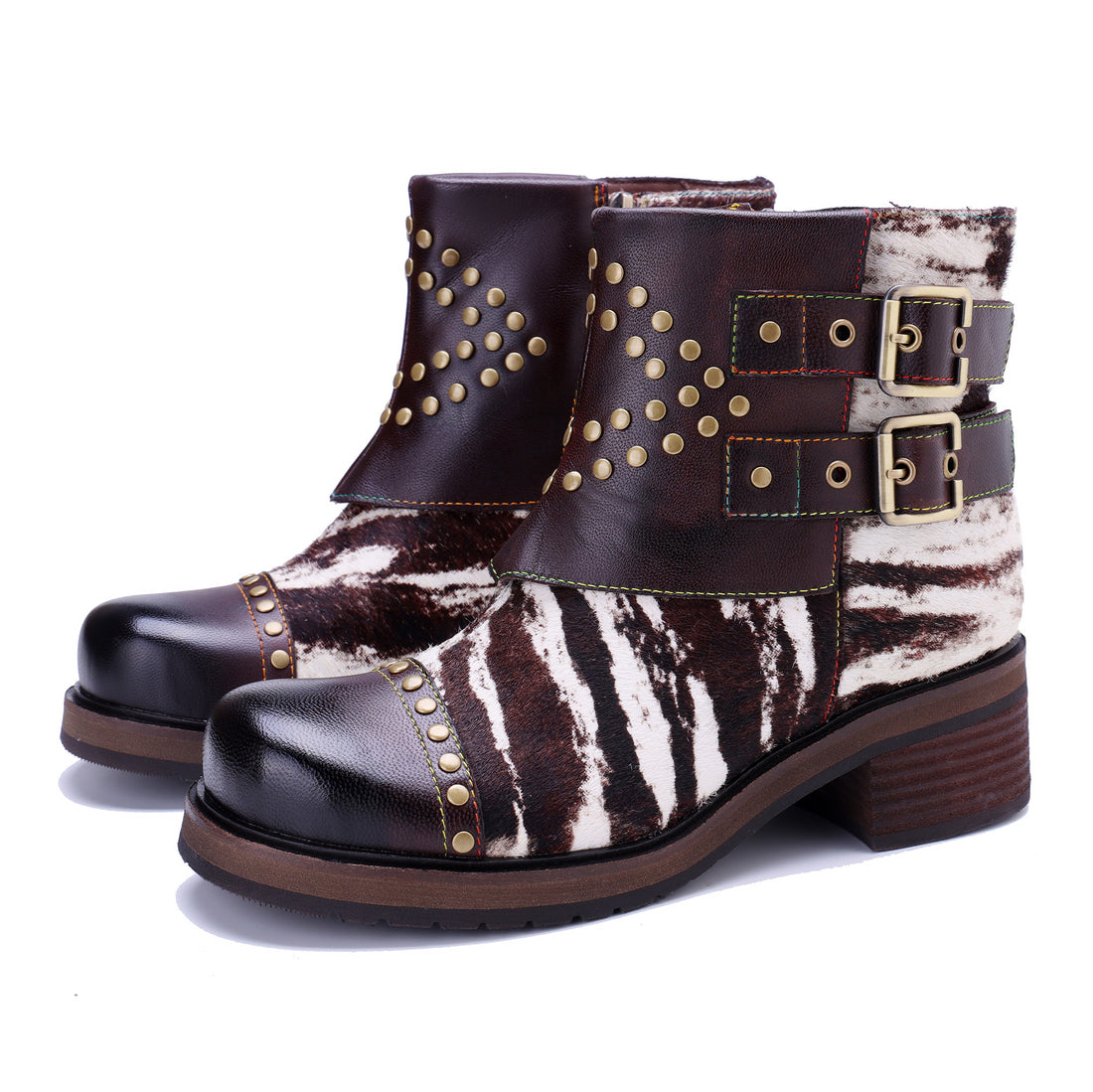 Wild Zebra Flat Ankle Boots