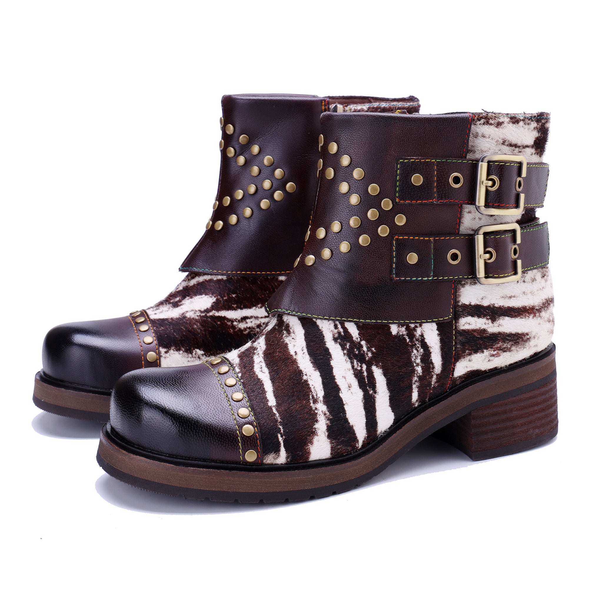 Wild Zebra Flat Ankle Boots