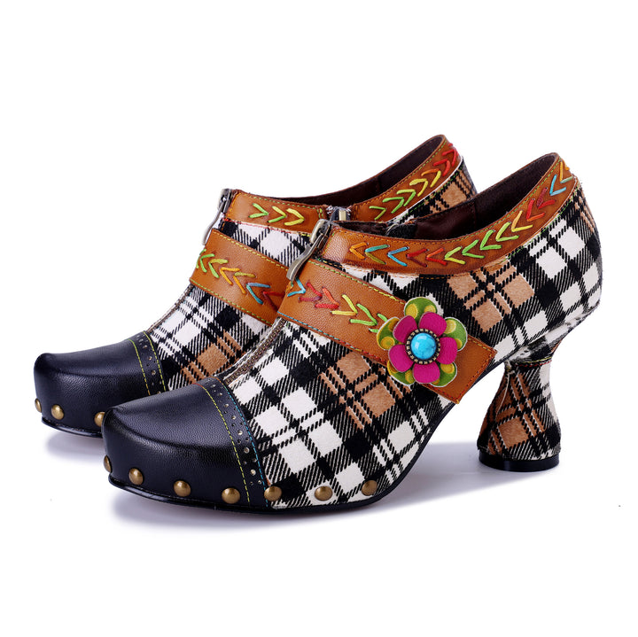Vintage Plaid Blossom Pumps