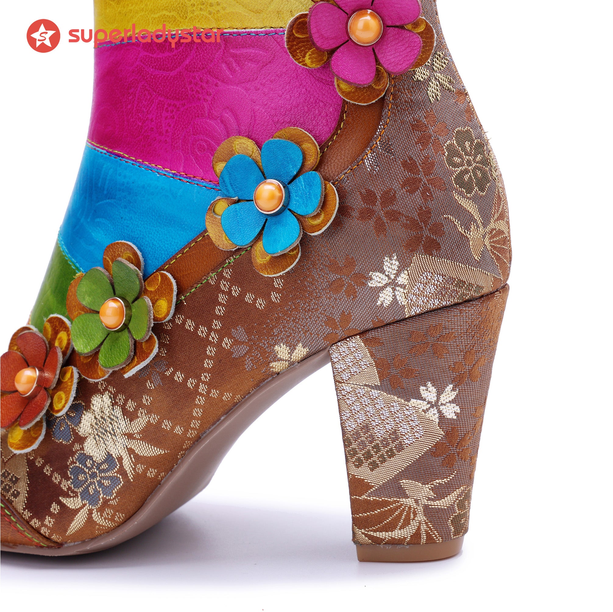 Rainbow Bloom Ankle Boots