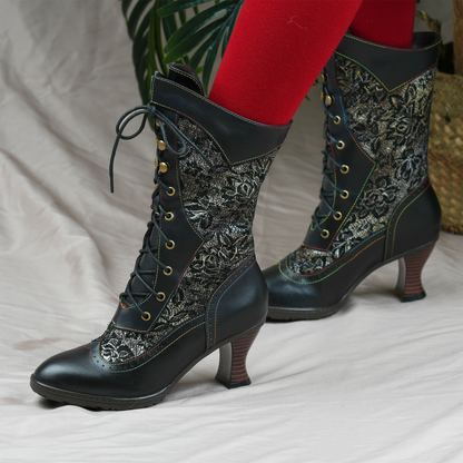Victorian Elegance Mid-Calf Boots