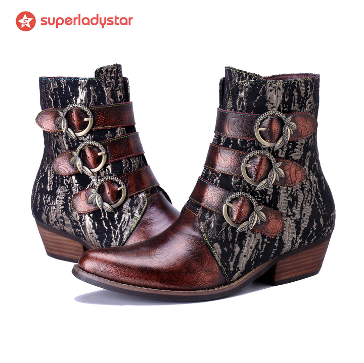 Stivali alla caviglia ribelle a tre cinghiali