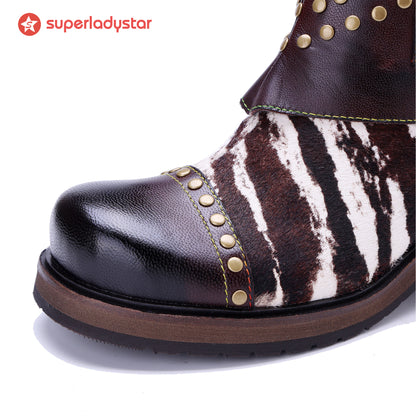 Wild Zebra Flat Ankle Boots