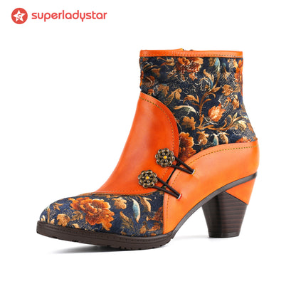 Handmade Leather Bloom Ankle Boots