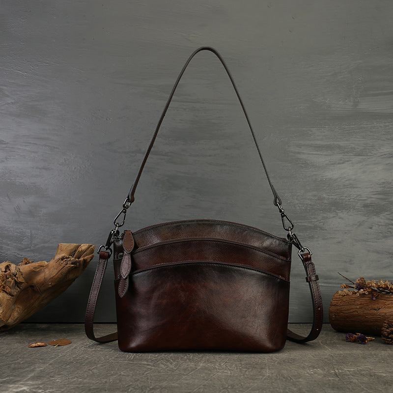 Vintage Cowhide Commuter Crossbody Bag