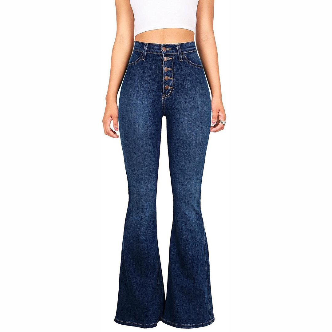 Jeans svasati slim fit a vita alta con sollevamento del sedere