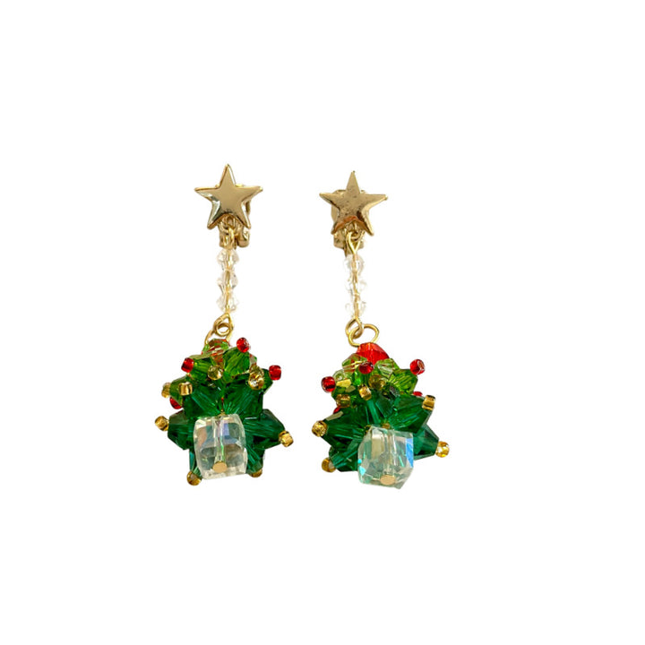 Handmade Beaded Christmas Tree Earrings