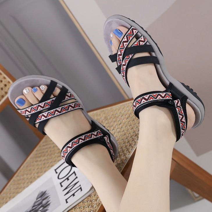 Sporty Print Velcro Sandals