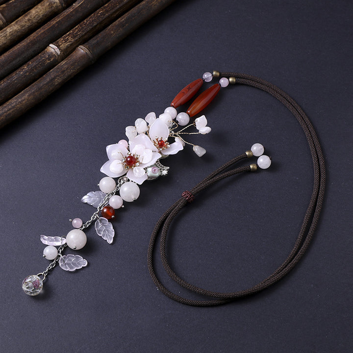 Vintage Ethnic Style High-End Long Glazed Necklace