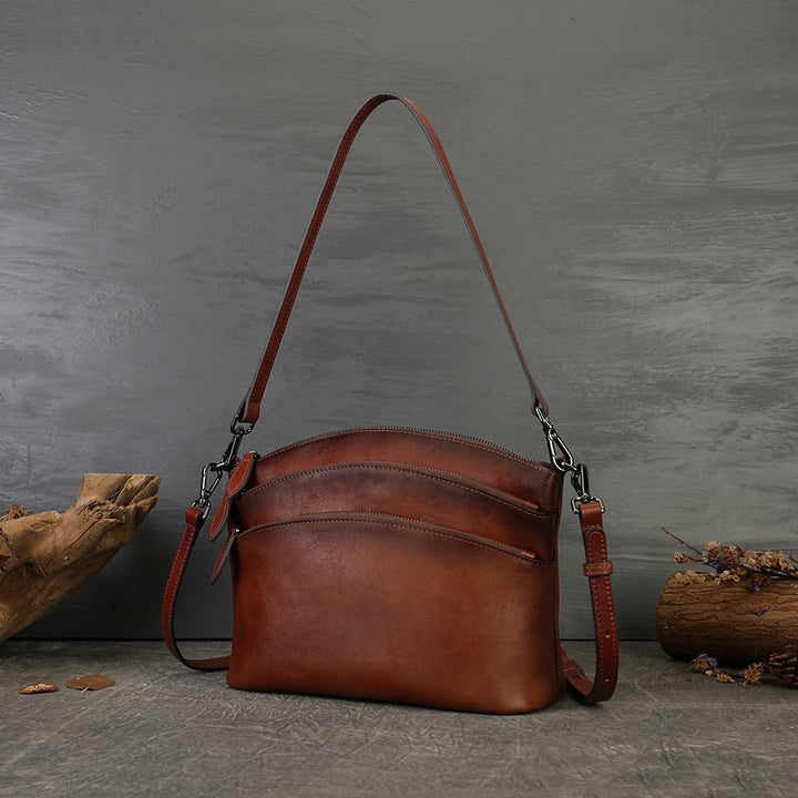 Vintage Cowhide Commuter Crossbody Bag