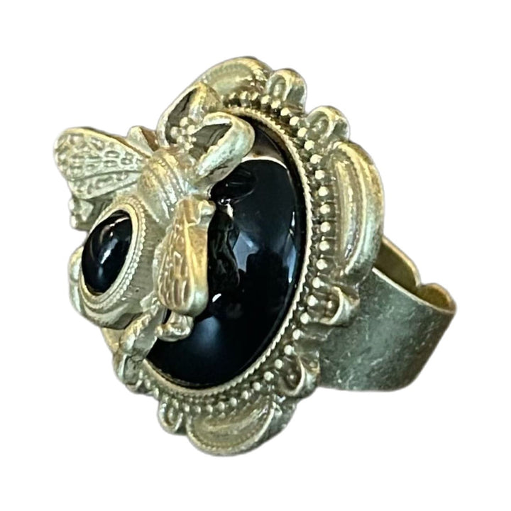Antique Bee Art Glass Ring