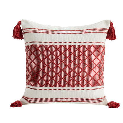 Woven Plaid Fringe Minimalist Pillow(Pillow inserts included)