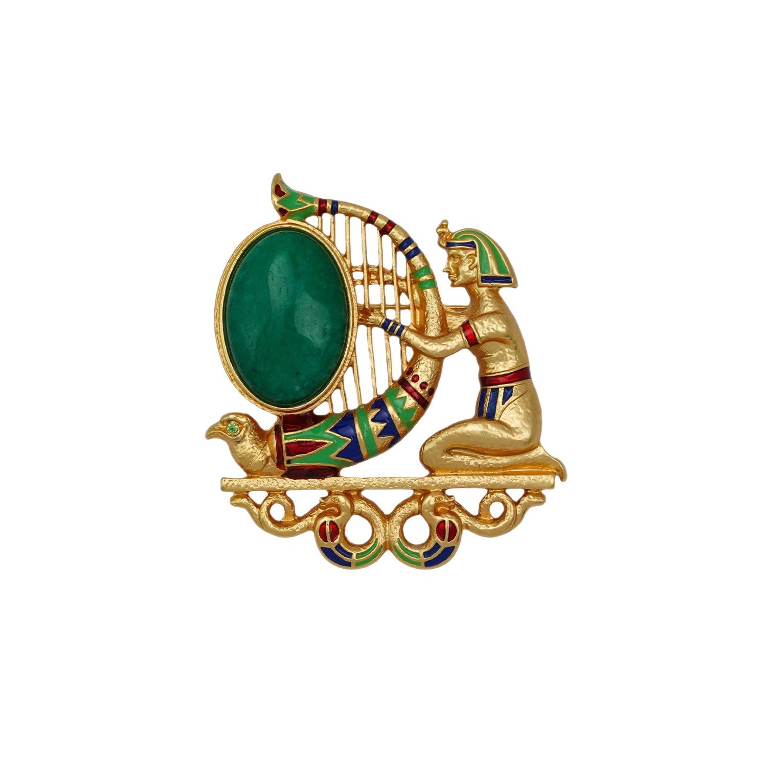 Fashionable Vintage Hand-Painted Harp Brooch