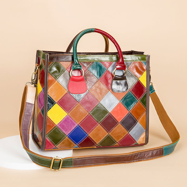 Patchwork Large Capacity Casual Crossbody Tote Bag