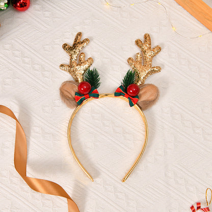 Forest Style Reindeer Christmas Headband with Red Antlers