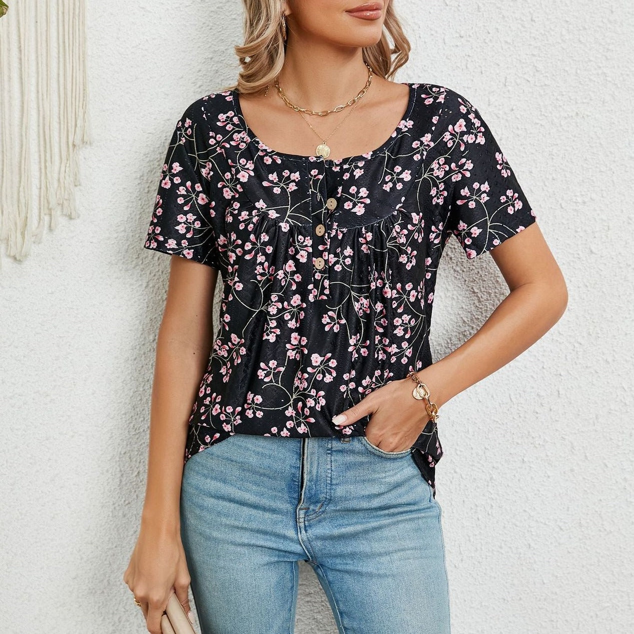 Loose Fit Printed Short-Sleeve T-shirt