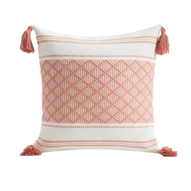 Woven Plaid Fringe Minimalist Pillow(Pillow inserts included)