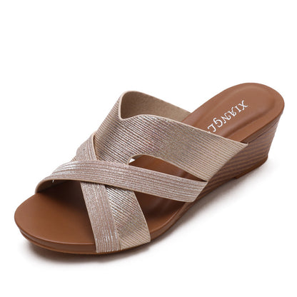 Keilabsatz Stilvoller Schwamm Casual Slip-on Sandalen